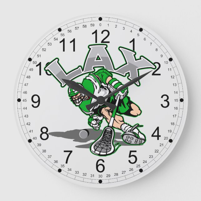 Grande Horloge Ronde Uniforme vert de Lacrosse (Recto)