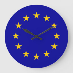 Grande Horloge Ronde Union européenne bleu avec étoiles d'or