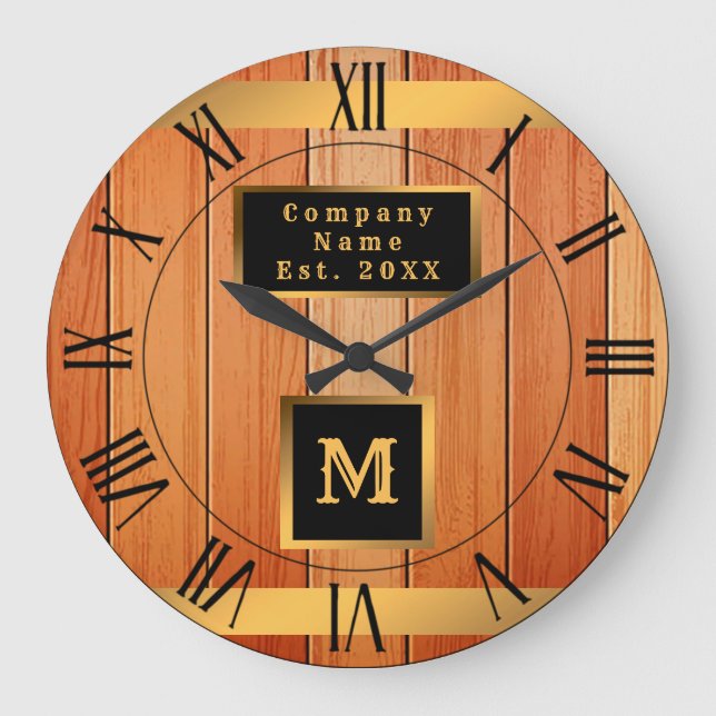 Grande Horloge Ronde Unique Gold Luxury Wood Monogrammé (Recto)