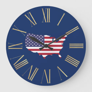 Grande Horloge Ronde United States Country and Flag on Blue
