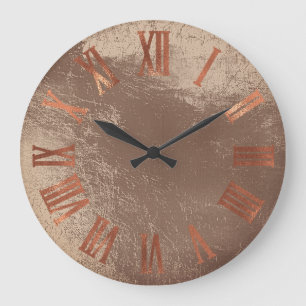 Grande Horloge Ronde Urbain en verre en bronze romain d'or rose noir