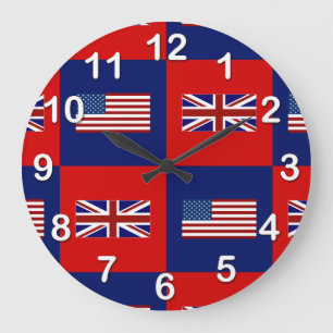Grande Horloge Ronde USA Flag & UK Flag Pattern