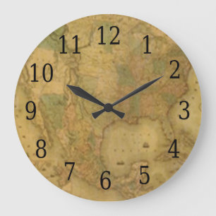 Grande Horloge Ronde USA Map Round Clock