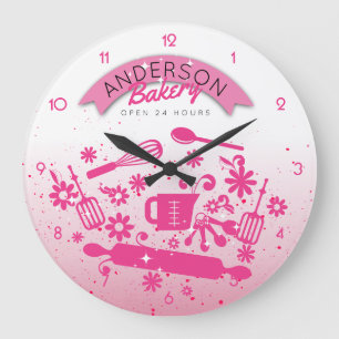 Grande Horloge Ronde Ustensiles de cuisine cuisine cuisine rose personn