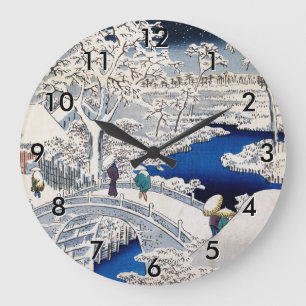 Grande Horloge Ronde Utagawa Hiroshige - Pont des tambours à Meguro