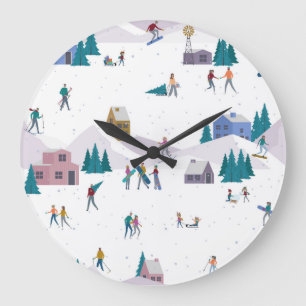 Grande Horloge Ronde Vacances des Alpes d'hiver : les gens actifs sans