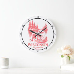 Grande Horloge Ronde Vache de l'État du Wisconsin Badger