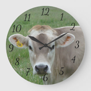 Grande Horloge Ronde Vache Jersey Contentée