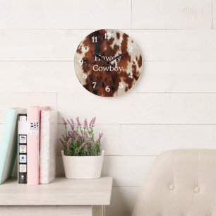 Grande Horloge Ronde Vachette à crème Brown