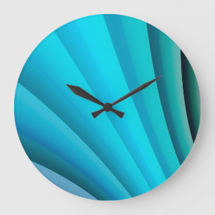 Grande Horloge Ronde Vague bleu-clair d'art abstrait