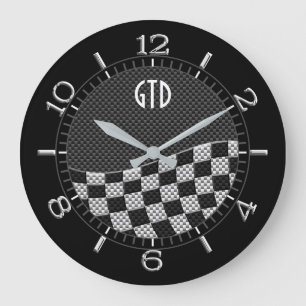 Grande Horloge Ronde Vague de emballage Checkered de drapeau de style
