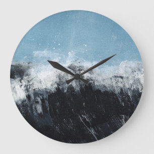 Grande Horloge Ronde Vague marine : design peint à la main