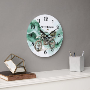 Grande Horloge Ronde Vague verte moto Soyez aventureux