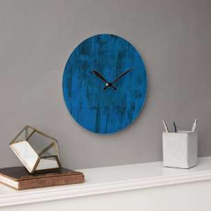 Grande Horloge Ronde Vagues de l'océan à minuit Abstrait bleu profond