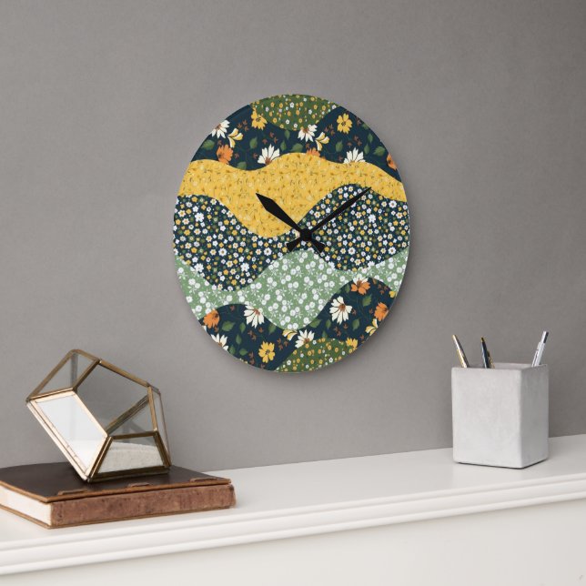 Grande Horloge Ronde Vagues de prairie (Bureau)