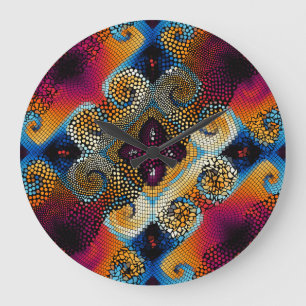 Grande Horloge Ronde Vagues diagonales ornementales : Texture mosaïque