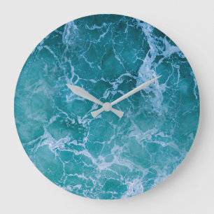 Grande Horloge Ronde Vagues profondes de l'océan bleu