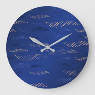 Grande Horloge Ronde Vagues Tigre (motif stylisé) 2