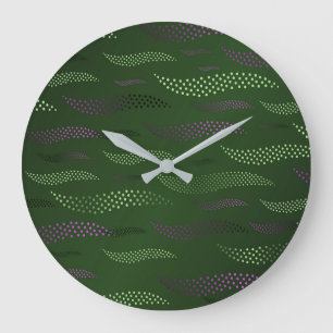 Grande Horloge Ronde Vagues Tigre (motif stylisé) 5