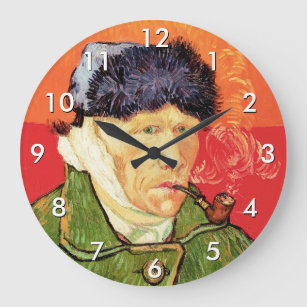 Grande Horloge Ronde Van Gogh - Autoportrait avec oreille et tuyau en b