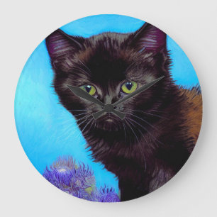 Grande Horloge Ronde Van Gogh Chat et fleurs