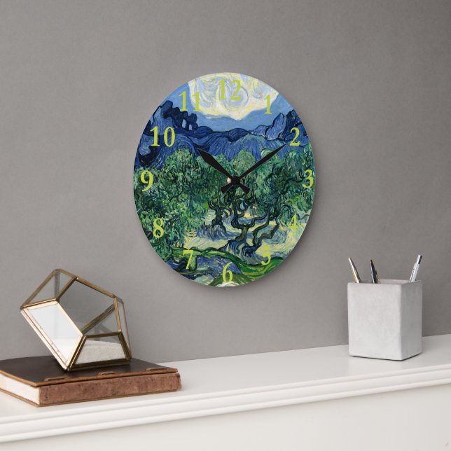 Grande Horloge Ronde Van Gogh La peinture paysagère des oliviers (Bureau)