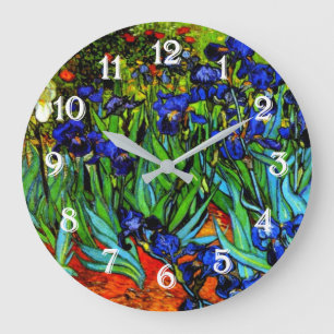 Grande Horloge Ronde Van Gogh peinture, Irises,