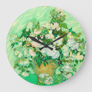Grande Horloge Ronde Van Gogh White Roses