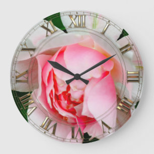 Grande Horloge Ronde Vanmoure Petal Rose Élégant
