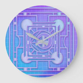 Grande Horloge Ronde Vaporwave néon futuriste Abstrait géométrique