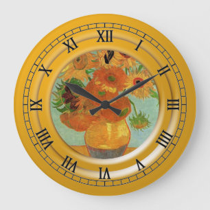 Grande Horloge Ronde Vase avec douze tournesols, Vincent van Gogh