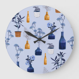 Grande Horloge Ronde Vase Fleurs Modernes Monotone Vintage