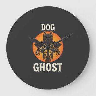 Grande Horloge Ronde Vecteur de fantôme de chien Halloween Horreur
