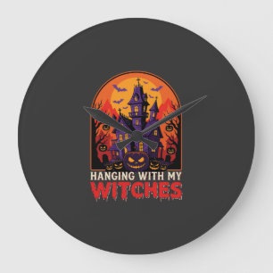 Grande Horloge Ronde Vecteur de lune de citrouille de monstre de labora