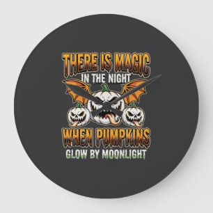 Grande Horloge Ronde Vecteur d'horreur au clair de lune de citrouille m