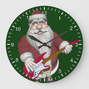 Grande Horloge Ronde Vedette du rock Père Noël avec la guitare