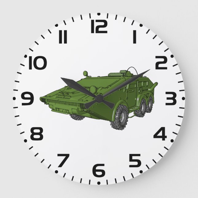 Grande Horloge Ronde Véhicule militaire blindé vert (Recto)