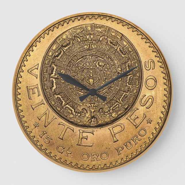 Grande Horloge Ronde Veinte Pesos Oro Puro (Recto)