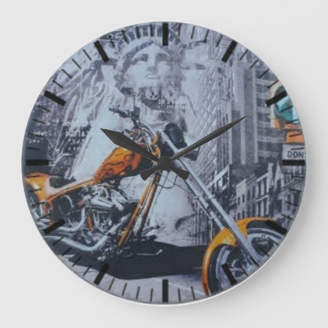 Grande Horloge Ronde Vélo américain Retro (Recto)