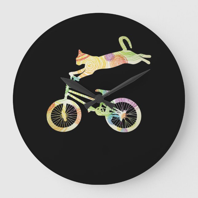 Grande Horloge Ronde Vélo vélo de chat - Votre collection de cadeaux (Recto)