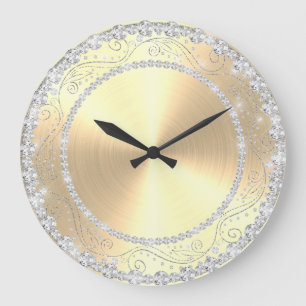 Grande Horloge Ronde Venin de Bling Diamonds
