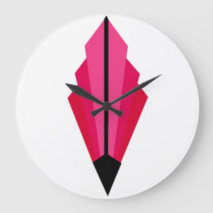 Grande Horloge Ronde Ventilateur Art déco en Deep Pink et Raspberry La