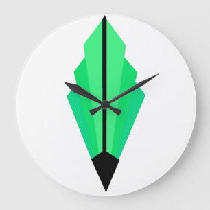 Grande Horloge Ronde Ventilateur Art Déco Motif à Greens