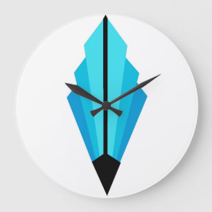 Grande Horloge Ronde Ventilateur Art déco Motif en blues