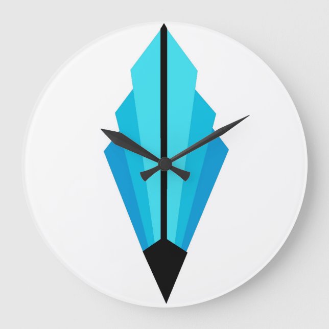 Grande Horloge Ronde Ventilateur Art déco Motif en blues (Recto)