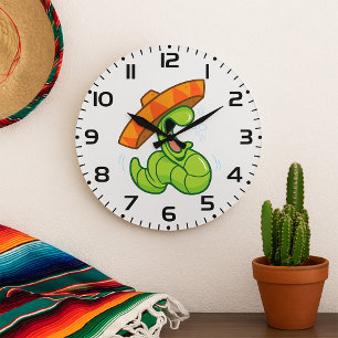 Grande Horloge Ronde Ver ivre avec Sombrero Mexican Party