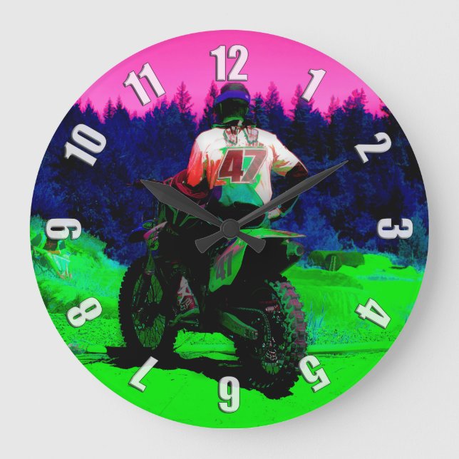 Grande Horloge Ronde Vérification de la piste - Motocross Racer (Recto)