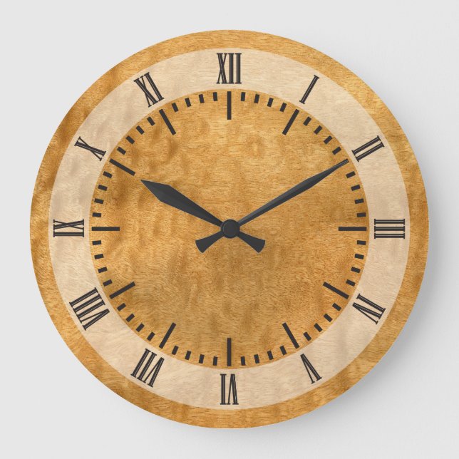 Grande Horloge Ronde Véritable Pommele Sapele Veneer (Recto)
