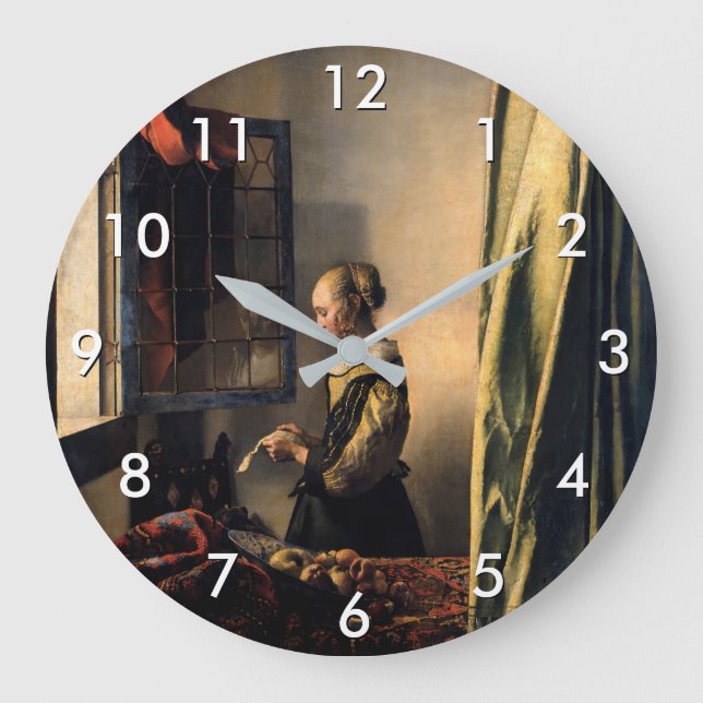 Grande Horloge Ronde Vermeer - Fille lisant une lettre à une fenêtre ou (Recto)