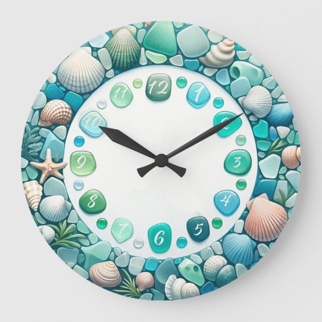 Grande Horloge Ronde Verre de mer et coquilles (Recto)